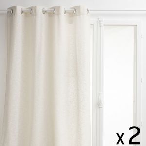 Atmosphera Lot de 2 Rideaux à œillets texturé Aska Beige Lin 140 x 260 cm
