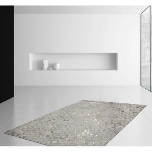 Prix Tapis En Cuir Effet Métallique spark Ivoire & Or 120 X 170 Cm