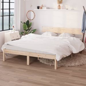 VidaXL Cadre de Lit Bois de Pin Massif 120x190 cm uk Petit Double Brun