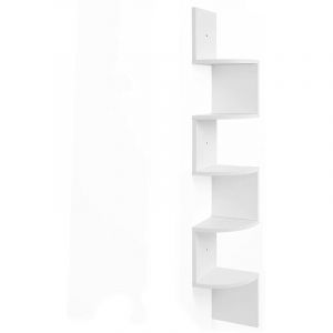 Songmics Étagère d'angle Bibliothèque Étagère murale Étagère en forme Zigzag 20 x 20 x 127,5 cm (L x l x H) Blanc LBC20WT VASAGLE