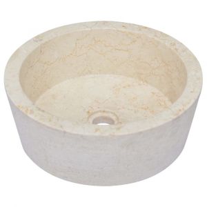 Lavabo de salle d'eau vasque à poser de toilette lave-mains de salle de bain lavabo de salle d'eau maison intérieur diamètre 40x15 cm marbre crème 02_0002821