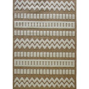 Thedecofactory Jute relief mex - Tapis effet jute à motif géométrique en relief blanc 160x230