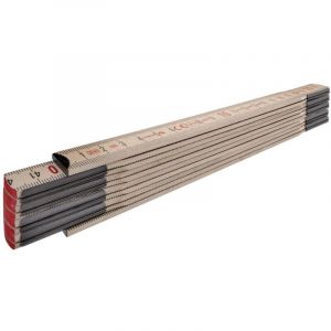 Stabila Mètre pliant Type 507 N 2 m Couleur naturelle Échelle métrique Plaques d'articulation enveloppantes Mètre avec lamelles en bois fines et hautement élastiques