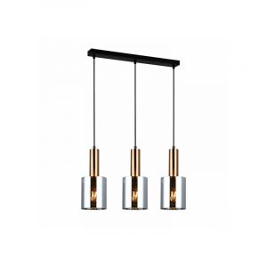 Italux Sardo - Suspension moderne à 3 lumières en laiton avec abat-jour fumé, E27
