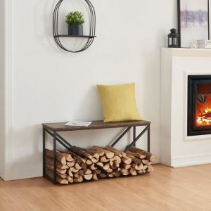 Range-bûches Vaasa pour intérieur 50 x 100 x 30 cm noir effet bois foncé