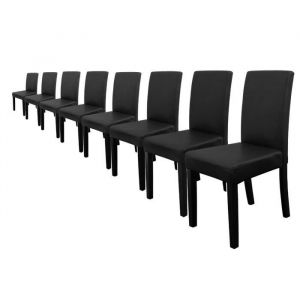 Kit de 8 Chaises rembourées Bois Cuir-synthétique 90x42x48 cm noir mat en.casa