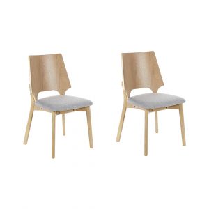 Beliani Lot de 2 Chaises de Cuisine Rétro Assise Rembourrée Teinte Bois Clair et Gris Abee