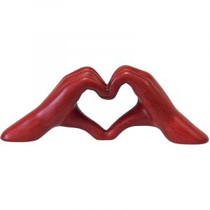 Statue en céramique mains en coeur rouge 28 cm