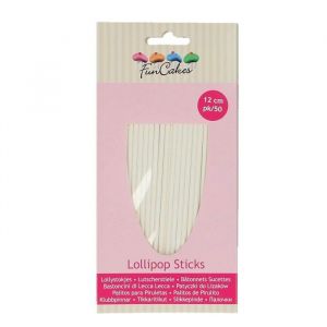 Cakesupplies FunCakes Lollipop Sticks: Create Your Own Treats, Cake Pops, Candy Lollipops, 12 cm pk/50