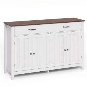 Buffet de Cuisine Bealife Meuble de Rangement en bois avec 2 Tiroirs 2 &Eacute;tag&egrave;res R&eacute;glables et 4 Portes Vintage 140 x 89 x 40 cm pour Cuisine Salle &agrave;