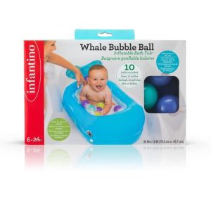 Infantino Baignoire gonflable Baleine - Balles de jeu et thermètre intégré - 76 x 45 cm