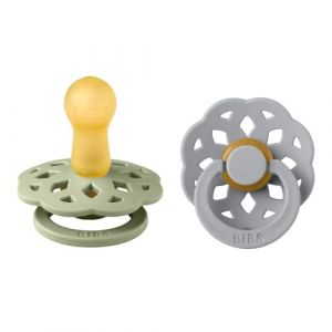 BIBS Boheme Natural Rubber Size 2: 6+ months tétine Sage / Cloud 2 pcs