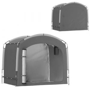 Outsunny Tente de v&eacute;lo - portable - pour 3-4 v&eacute;los - avec 2 poches lat&eacute;rales - 205 x 140 x 188 cm - gris fonc&eacute;