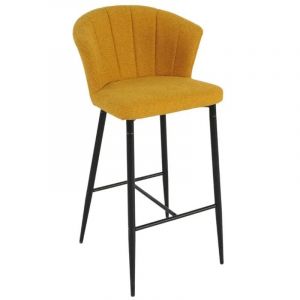 Meubletmoi - Tabouret de bar en tissu jaune moutarde et pi&egrave;tement m&eacute;tal &ndash; montreal