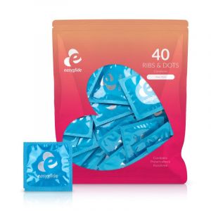 EasyGlide - Préservatifs Ribs and Dots - 40 pièces