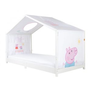 Roba Housse pour lits Montessori 90 x 200 cm au design Peppa Pig - Accessoire adapté pour transformer en lit à baldaquin - Inclus : 3 pochettes de rangement et fenêtre de toit