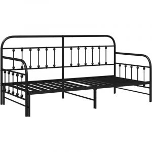 VidaXL Cadre de lit de jour avec tête de lit Noir 107 x 203 cm Acier