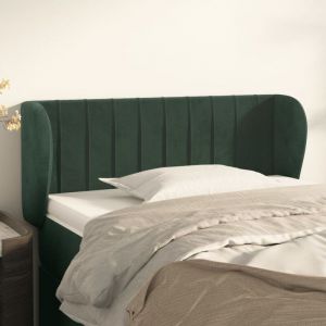 VidaXL T&ecirc;te de Lit avec Oreilles Meuble de Chambre &agrave; Coucher Accessoire de Lit Simple T&ecirc;te de Cadre de Lit Int&eacute;rieur Vert Fonc&eacute; 83x23x78/88 cm Velours 3117415