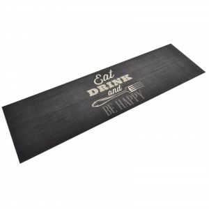 Image de VidaXL Tapis de Cuisine Lavable Impression Cuisine Noir 45x150 cm