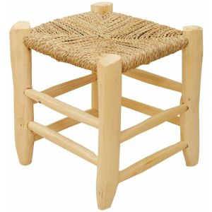 Image de Homemaison Tabouret marocain bois de laurier naturel 30 x 30 x 30 cm