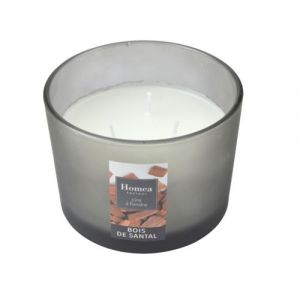 Homéa, Bougie Verrine 3 Mèches D11 x 8 cm Essentiel Parfum Bois de Santal