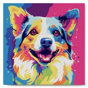 Mini peinture au numéro : Chien Abstrait Pop Art - toile tendue sur chassis