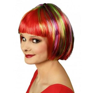 Ruedelafete Perruque Gigi Rouge/Violet/Vert