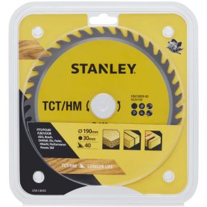 Stanley STA13035-XJ Lame de scie pour bois 190x30mm, 40 dents