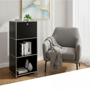 Rangement styl&eacute; et &eacute;pur&eacute; &ndash; &Eacute;tag&egrave;re en m&eacute;tal chrom&eacute;, 50 x 40 x 121 cm, Noir