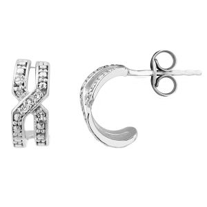 Cleor Pendants doreilles en or 375/1000 avec diamants - blanc