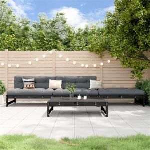 VidaXL Salon De Jardin 4 Pcs Noir Bois Massif De Pin