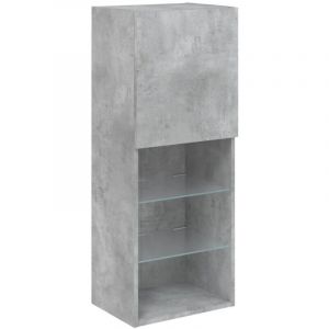 VidaXL Meuble TV avec lumières LED gris béton 40,5x30x102 cm