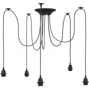 VidaXL Lampe suspendue avec 5 porte-lampes E27 noir métal