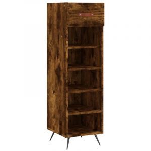 VidaXL Meuble à Chaussures, Armoire à Chaussures avec Tiroir et Pieds, Étagère à Chaussures avec 5 Compartiments Salon, Chêne Fumé Bois d'Ingénierie