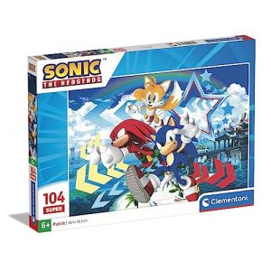 Image de Clementoni 27267 - Puzzle Sonic - 104 Pièces Super - Jeu Educatif, de Réflexion et de Patience - Image de Qualité - 48,5 x 33,5 Cm - À Partir de 6 ans