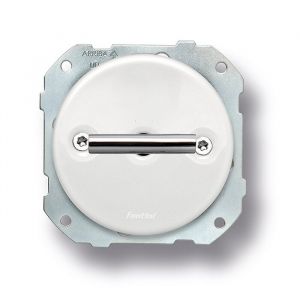 Double poussoir rotation double m&eacute;tal chrome porcelaine blanche DO LOW