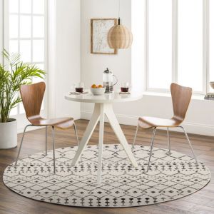 Tapis Rond Berbère Ethnique Blanc/Noir Ø 160