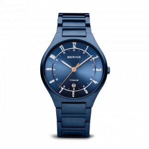 Bering Montre 11739-797 - Boîtier titanium bleu brossé cadran bleu dateur bracelet titanium bleu Homme