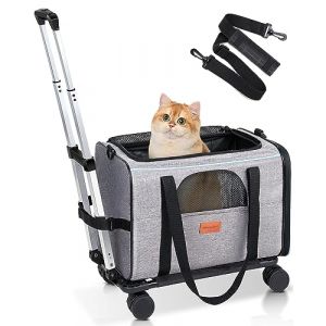 Morpilot Sac de Transport &agrave; roulettes pour Chat, approuv&eacute; par Les compagnies a&eacute;riennes, pour Petits Chiens, pour Grands Chats, Poussette pour Chiots, Gris