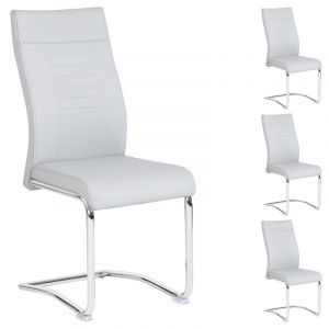 Idimex Lot de 4 chaises de salle à manger ou cuisine LOANO avec assise rembourrée et Piétement chromé, revêtement en synthétique gris