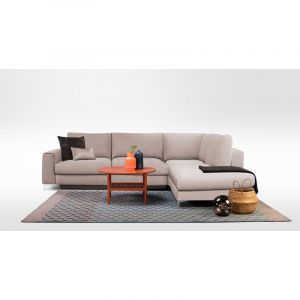 Canapé Velours Angle Droit Beige Fiesole 3 Places Beige