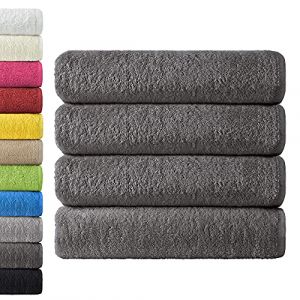 NatureMark Lot de 4 draps de Douche, 70 x 140 cm, Anthrazit/Grau, 100% Coton