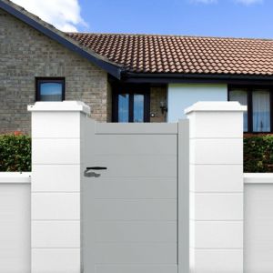 Packit Portillon aluminium modèle plein en kit dimensions L.1000 (entre piliers) x H.1700 mm Couleurs Gris clair (ral 7035)