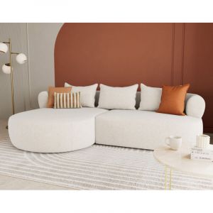 Image de Lisa Design - Angela - canapé d'angle gauche 4 places en velours texturé - beige