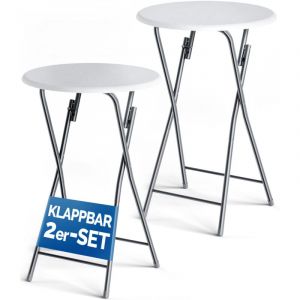 Table haute 60x110cm blanche aspect bois