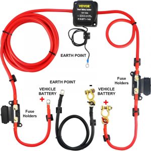 Kit de relais de batterie - VEVOR - Relais Sensible à Tension Kit dIsolateur de Batterie Double 12 V 140 A Câble rouge noir