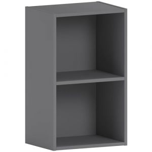Vida Designs Oxford 2 Niveau Cube Biblioth&egrave;que, Moderne Space-Saving Meuble de Rangement for Salon, Chambre Or Bureau, Autoportant Exposition Shelf, H54xW32xD24cm (Gris)