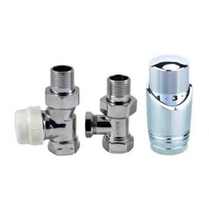 Invena Vannes droites chromés réglables thermostatiques de radiateur emballent 1/2 "BSP 15mm plombable trv