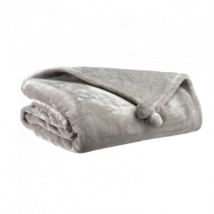 Vivaraise Plaid "TENDER POMPONS" Perle 130x170cm