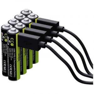 VERICO LoopEnergy AAA 900 Wiederaufladbare USB-C Batterie AAA 1,5V 900mWh (600mAh) Li-ION, Schnellladung Via USB-C Anschluss in ca. 2 Stunden, 8er Pack AAA, 1 Kabel USB - A Auf 4 x USB-C
